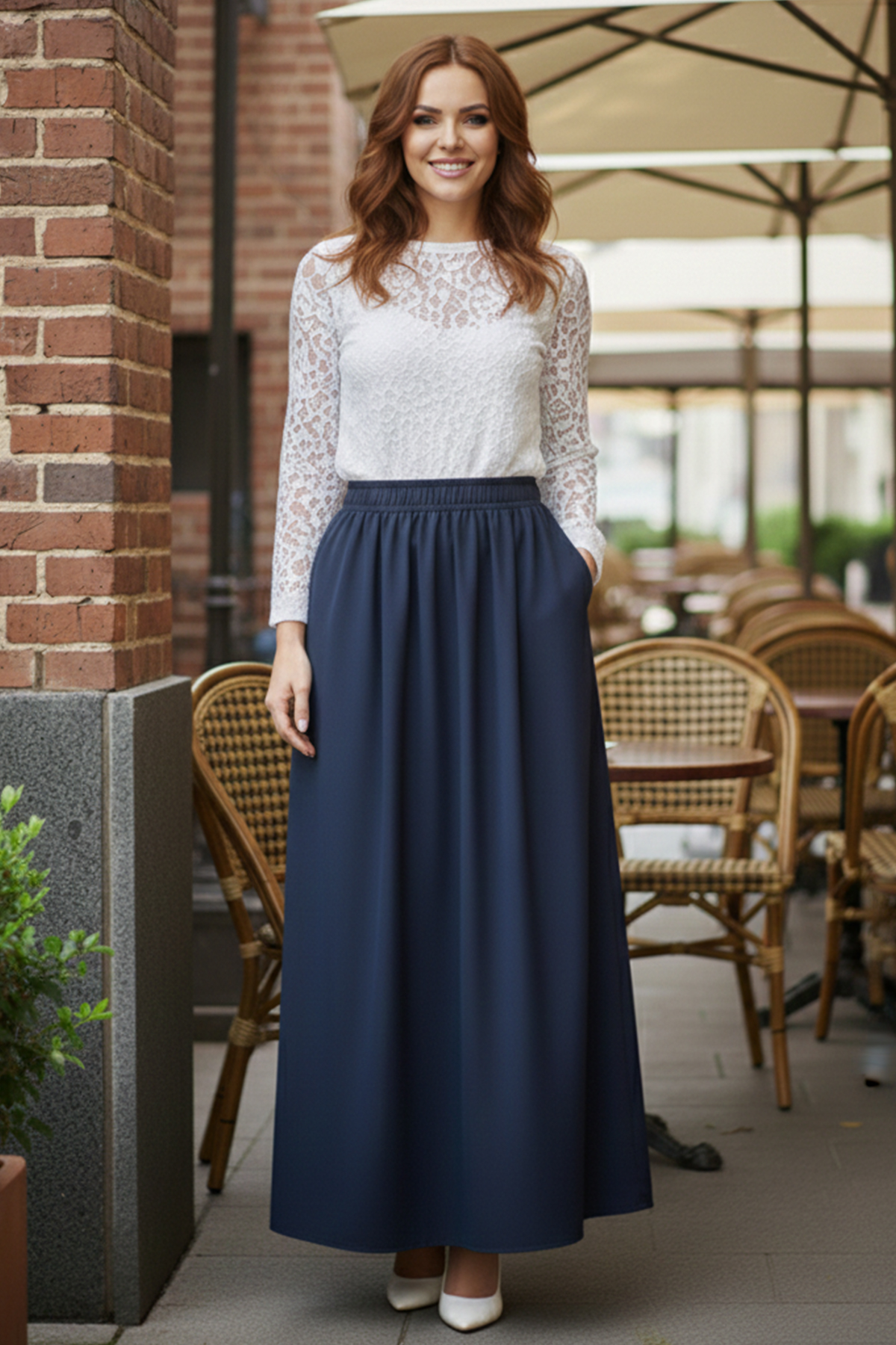 Elastic Waist Double Skirt