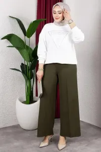 Elastic Waist Wide Leg Trousers