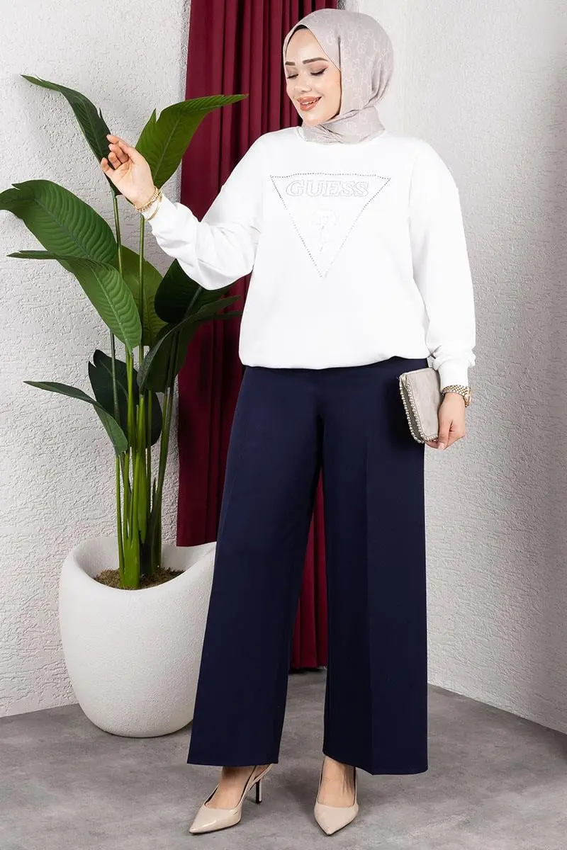 Elastic Waist Wide Leg Trousers-detail