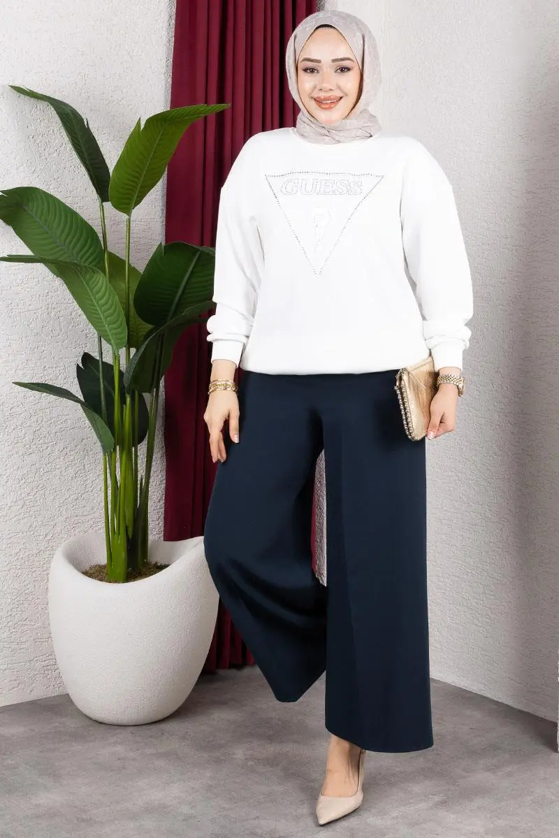 Elastic Waist Wide Leg Trousers-detail