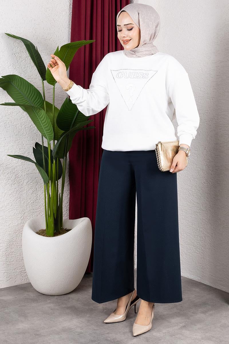 Elastic Waist Wide Leg Trousers