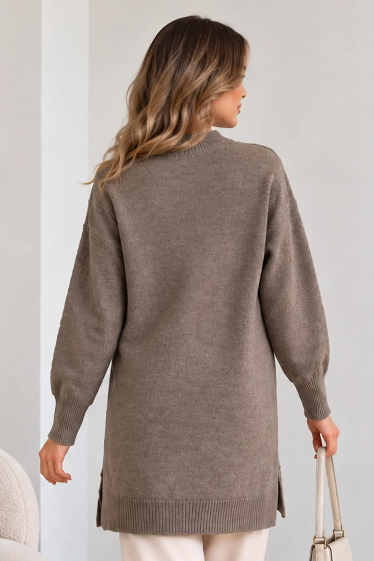 Embellished Knit Sweater K6039 Mink-detail
