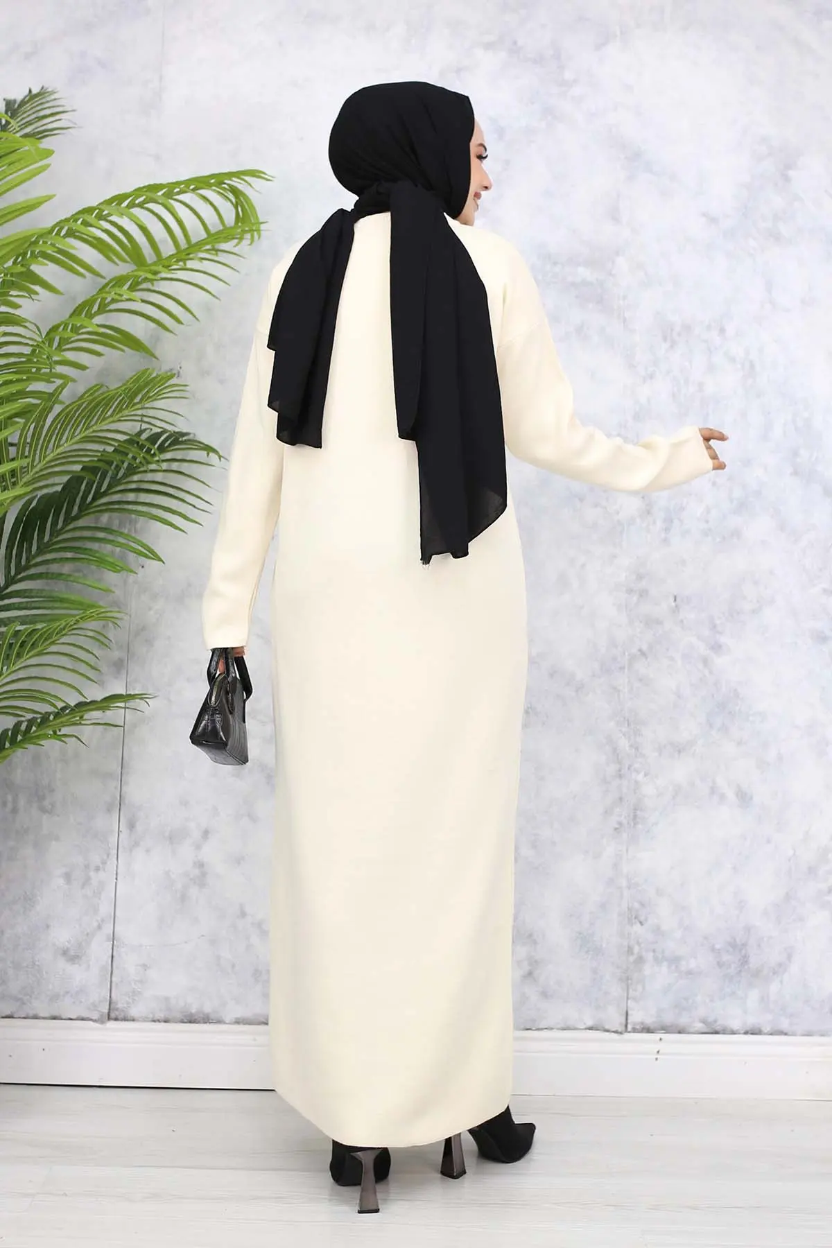 Embossed Floral Sweater Dress-detail