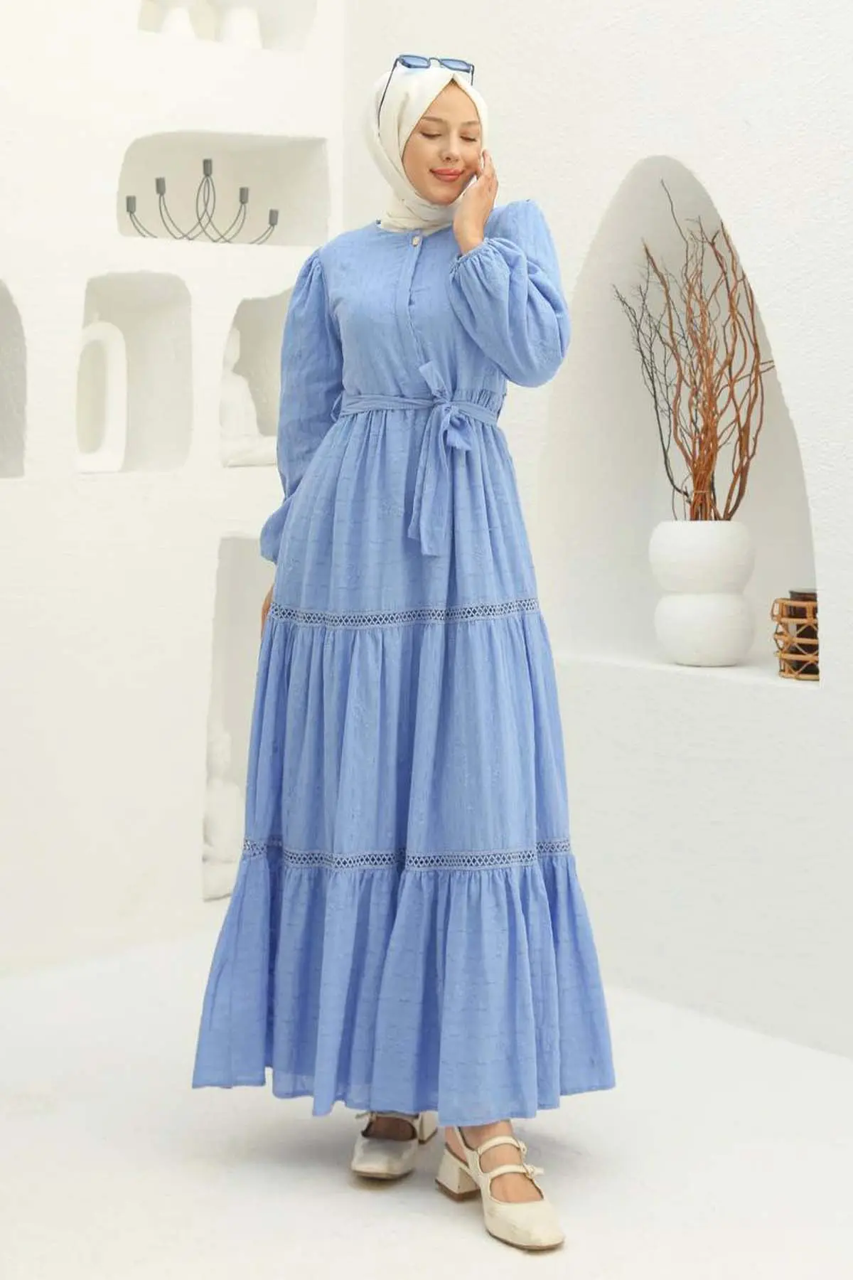 Embossed Patterned Hijab Dress-detail