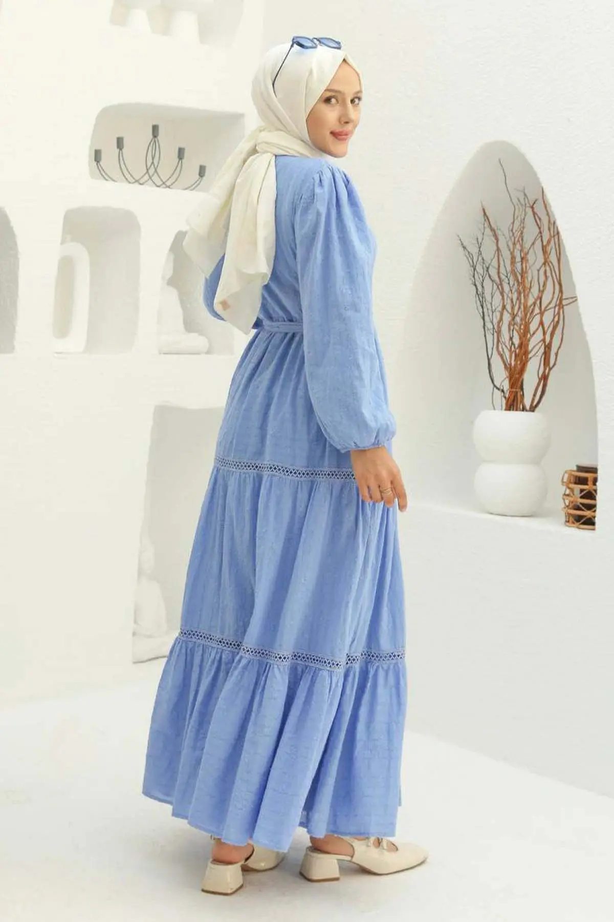 Embossed Patterned Hijab Dress-detail