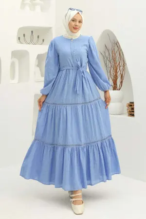 Embossed Patterned Hijab Dress