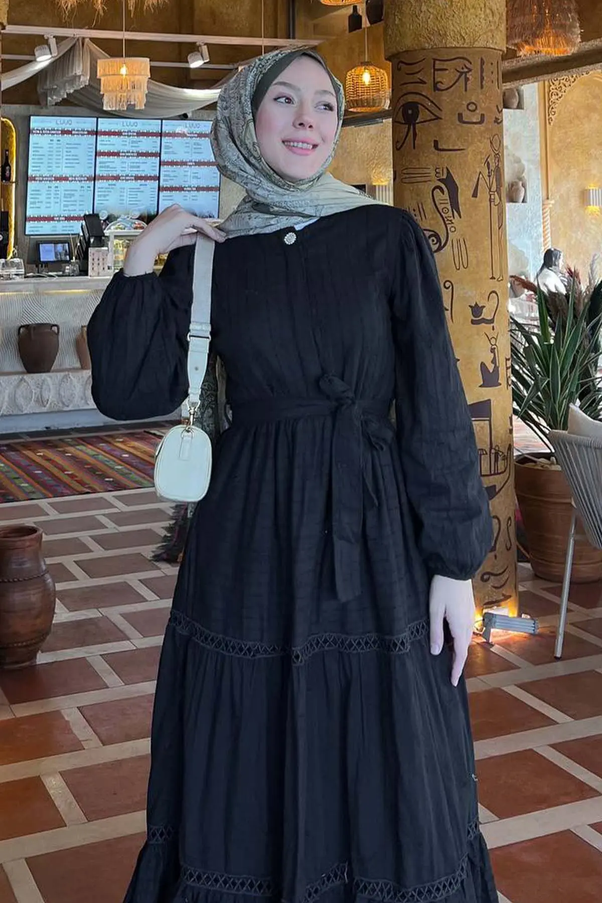 Embossed Patterned Hijab Dress-detail