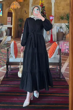 Embossed Patterned Hijab Dress