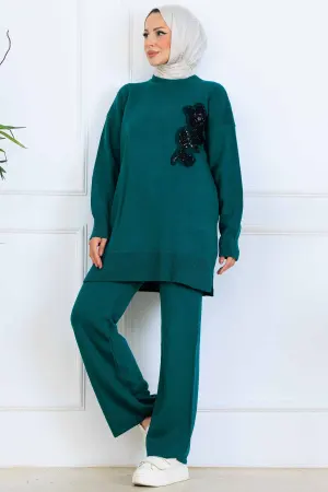 Embroidered Detail Knitwear Set