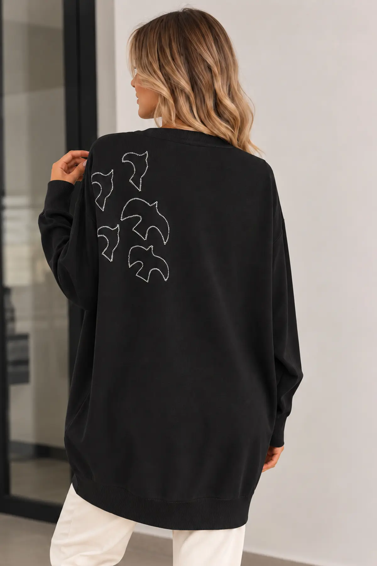 Embroidered Mercerized Tunic N3315 Black-detail