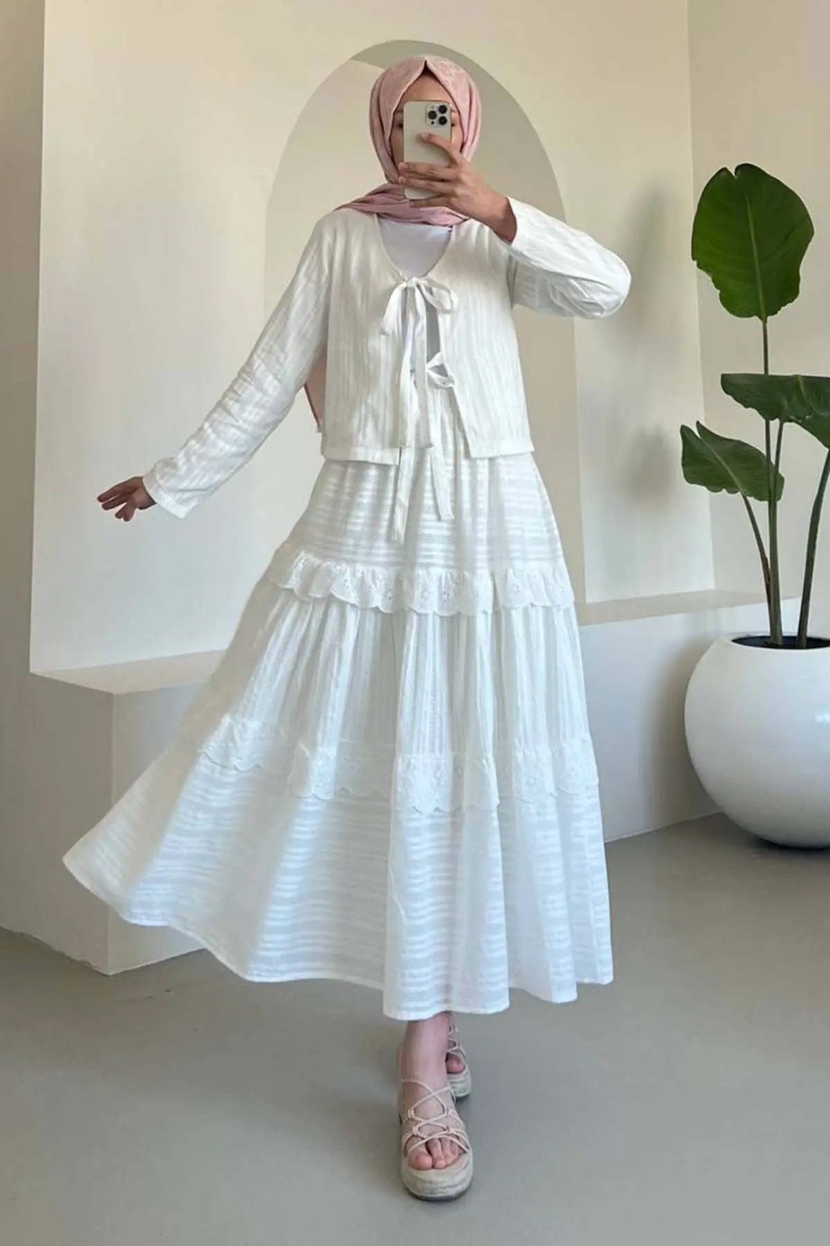 Embroidered Skirted Suit