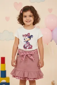 Embroidered Top & Tiered Pleated Skirt Two-piece Outfit