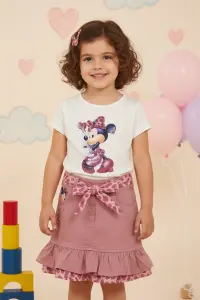 Embroidered Top & Tiered Pleated Skirt Two-piece Outfit