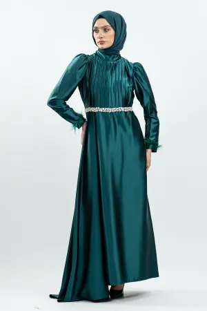 Emerald Green Satin Evening Dress