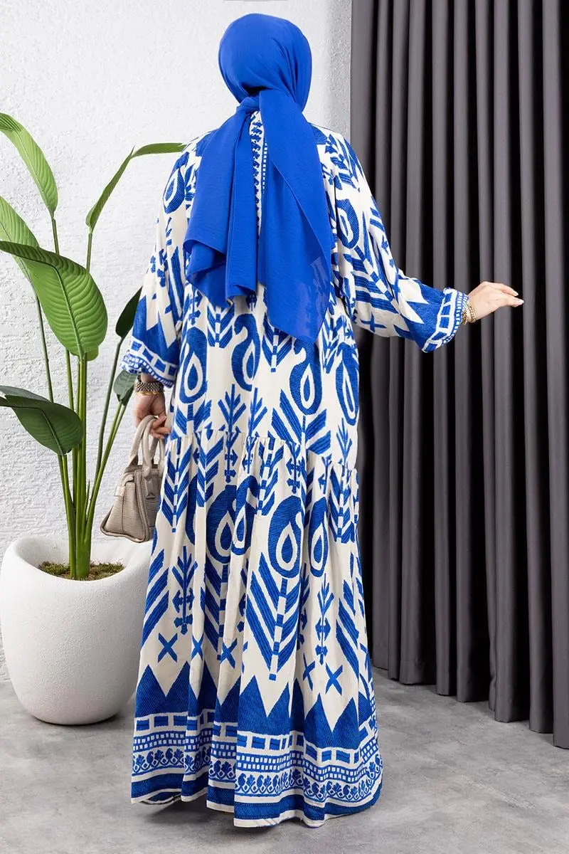 Ethnic Pattern Viscose Dress-detail