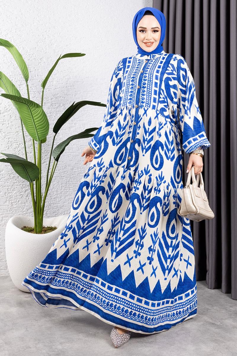 Ethnic Pattern Viscose Dress