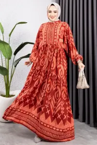 Ethnic Pattern Viscose Dress