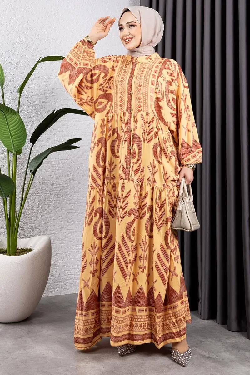Ethnic Pattern Viscose Dress-detail