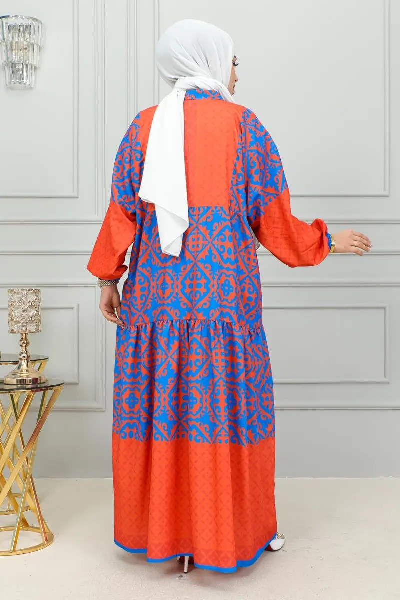 Ethnic Patterned Hijab Dress-detail