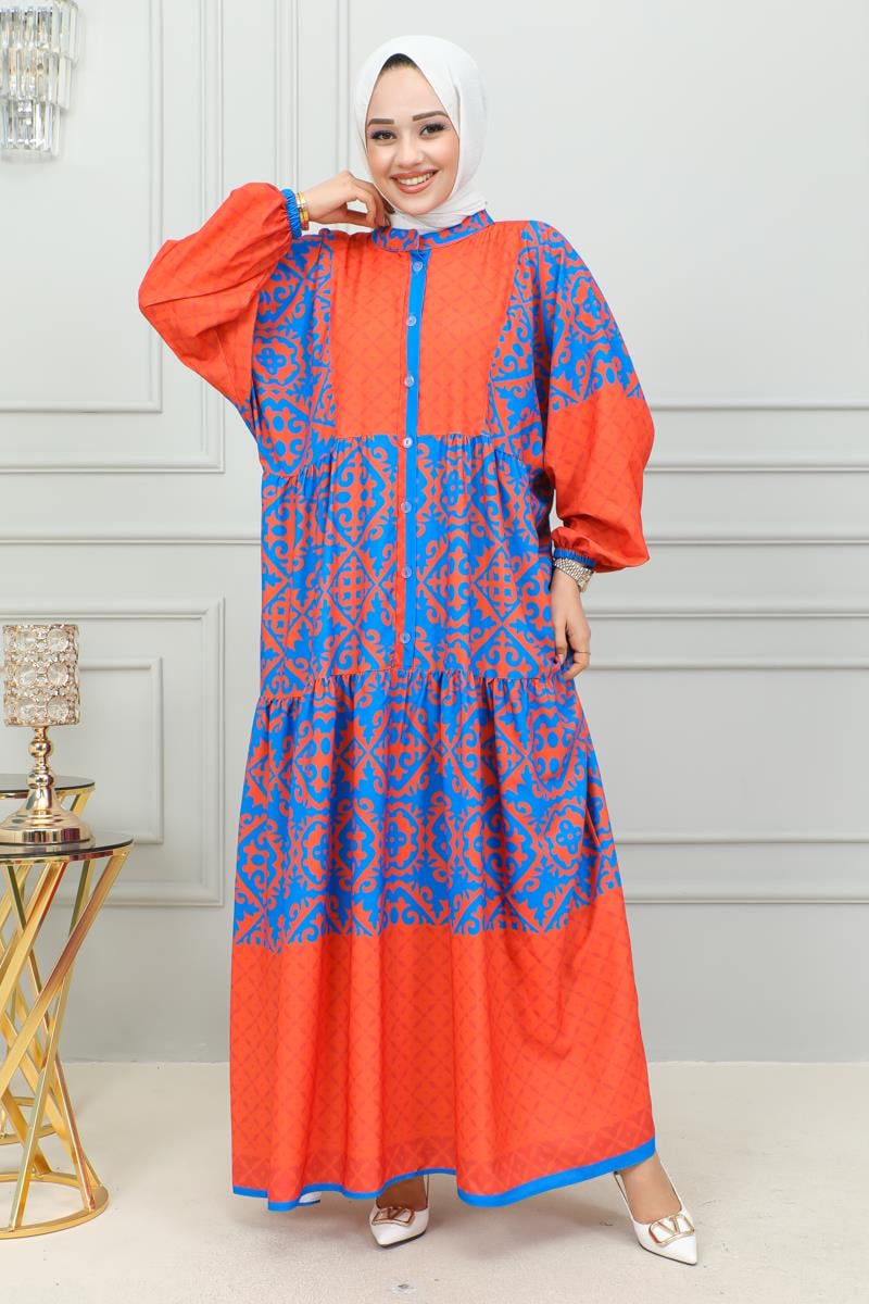 Ethnic Patterned Hijab Dress