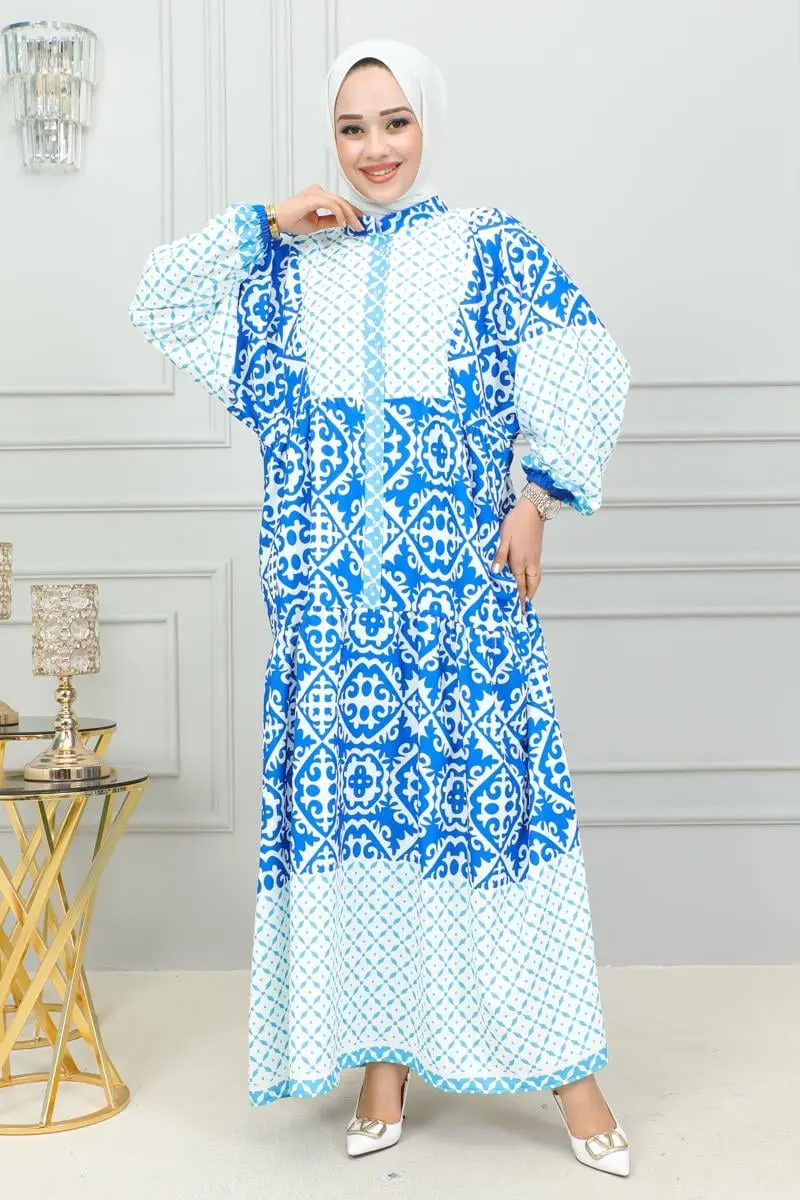 Ethnic Patterned Hijab Dress-detail