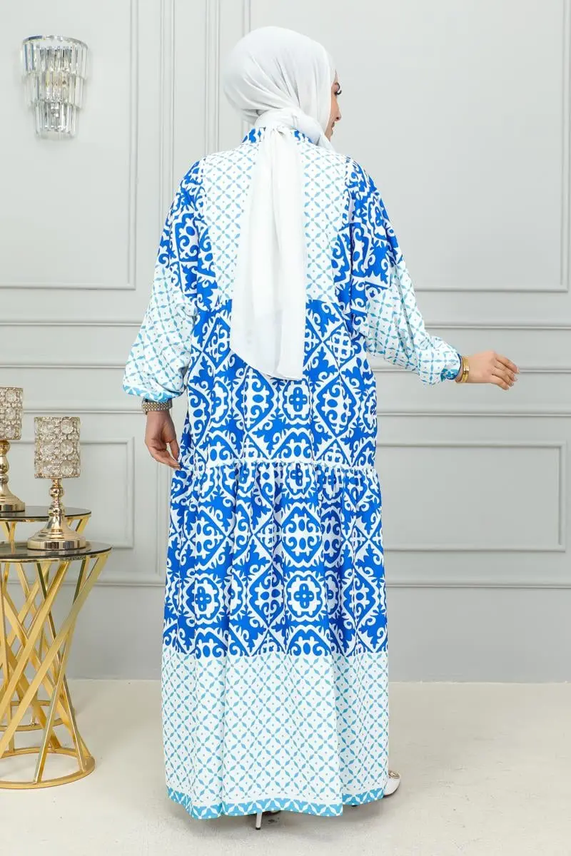 Ethnic Patterned Hijab Dress-detail