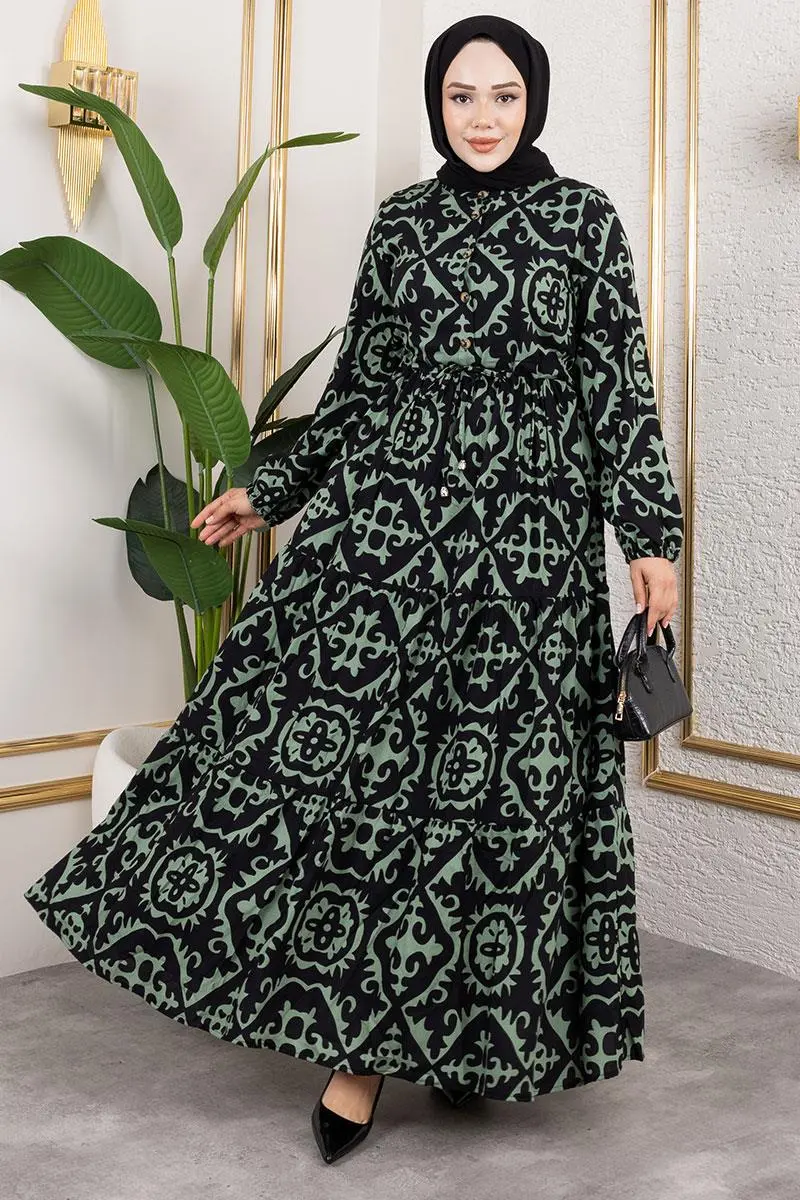 Ethnic Patterned Viscose Dress-detail