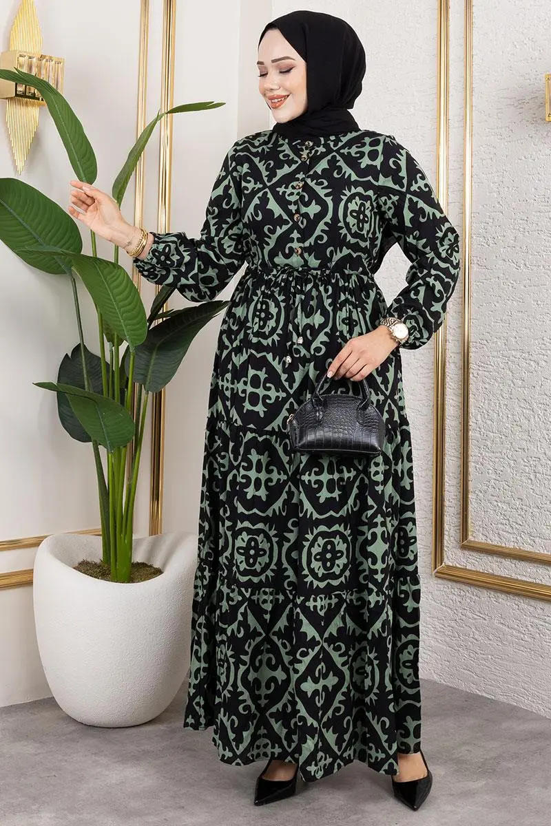 Ethnic Patterned Viscose Dress-detail