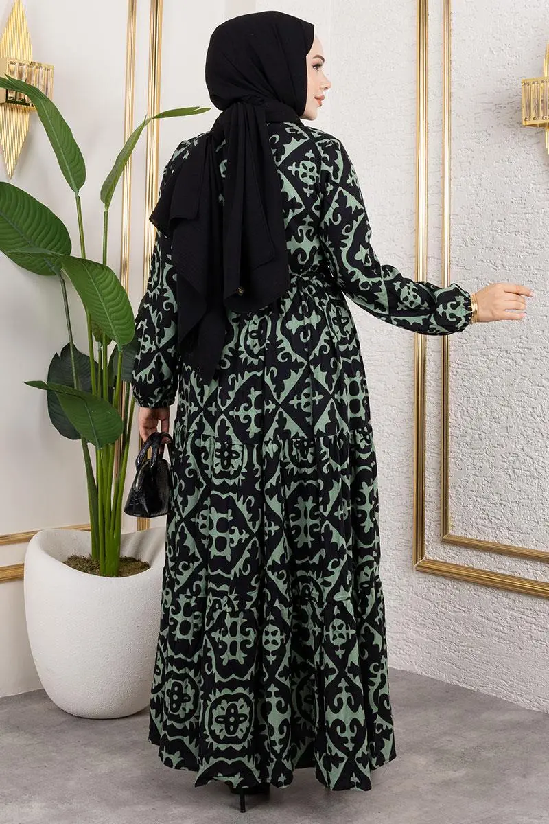 Ethnic Patterned Viscose Dress-detail