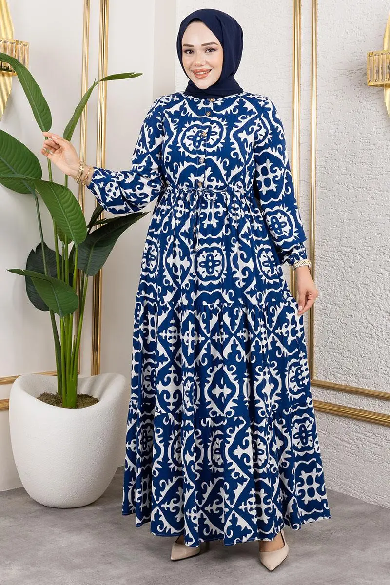 Ethnic Patterned Viscose Dress-detail