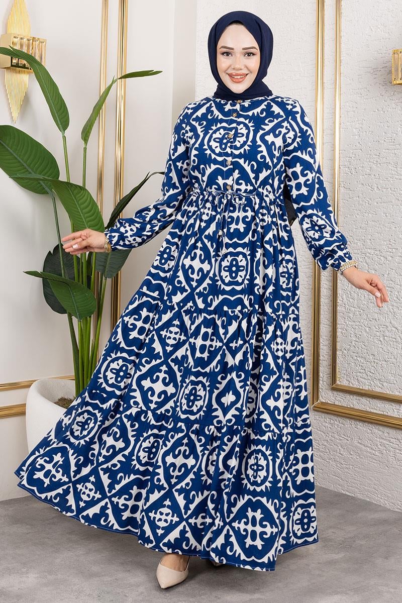 Ethnic Patterned Viscose Dress