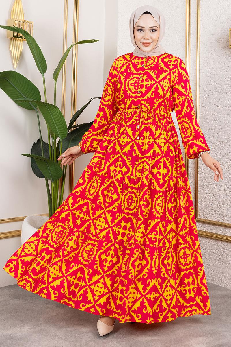 Ethnic Patterned Viscose Dress