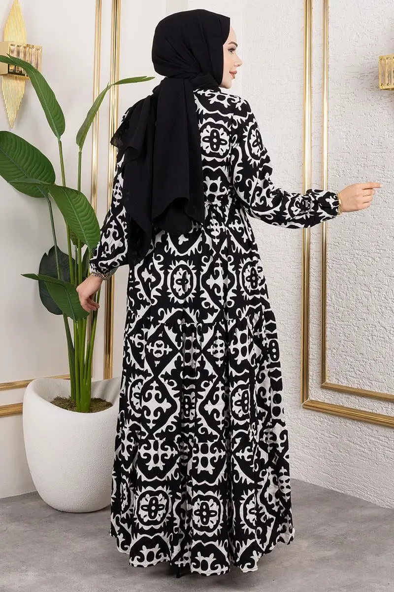 Ethnic Patterned Viscose Dress-detail