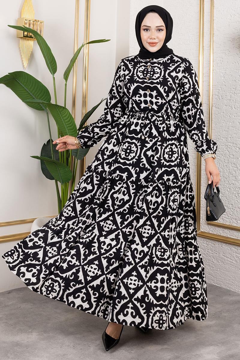 Ethnic Patterned Viscose Dress
