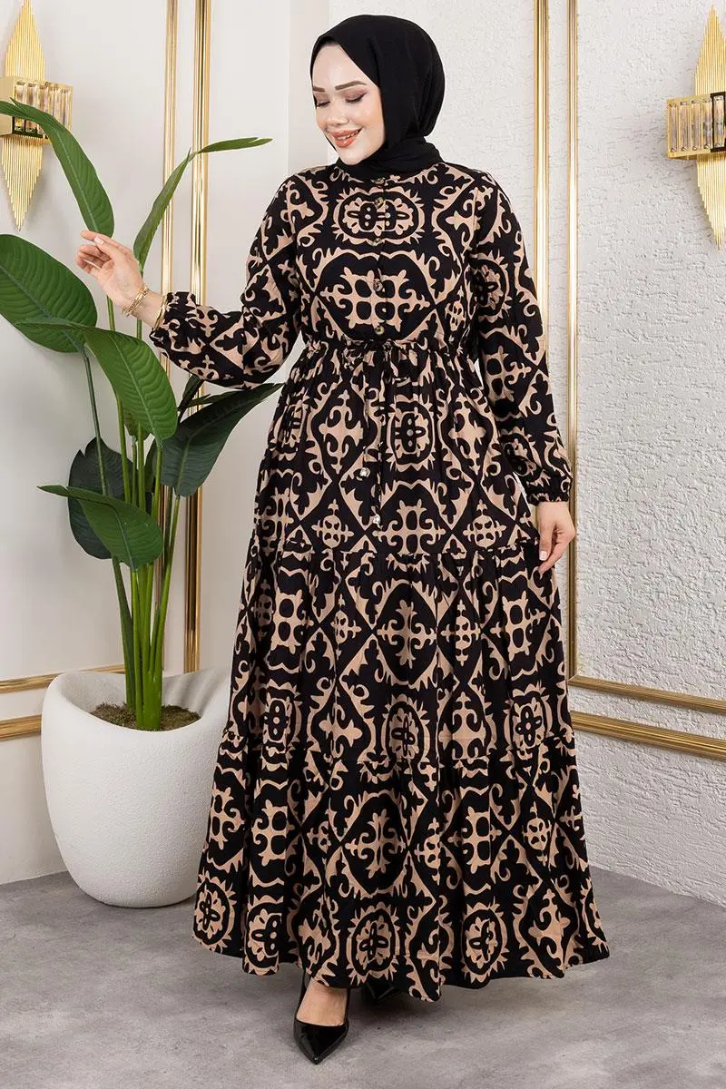 Ethnic Patterned Viscose Dress-detail