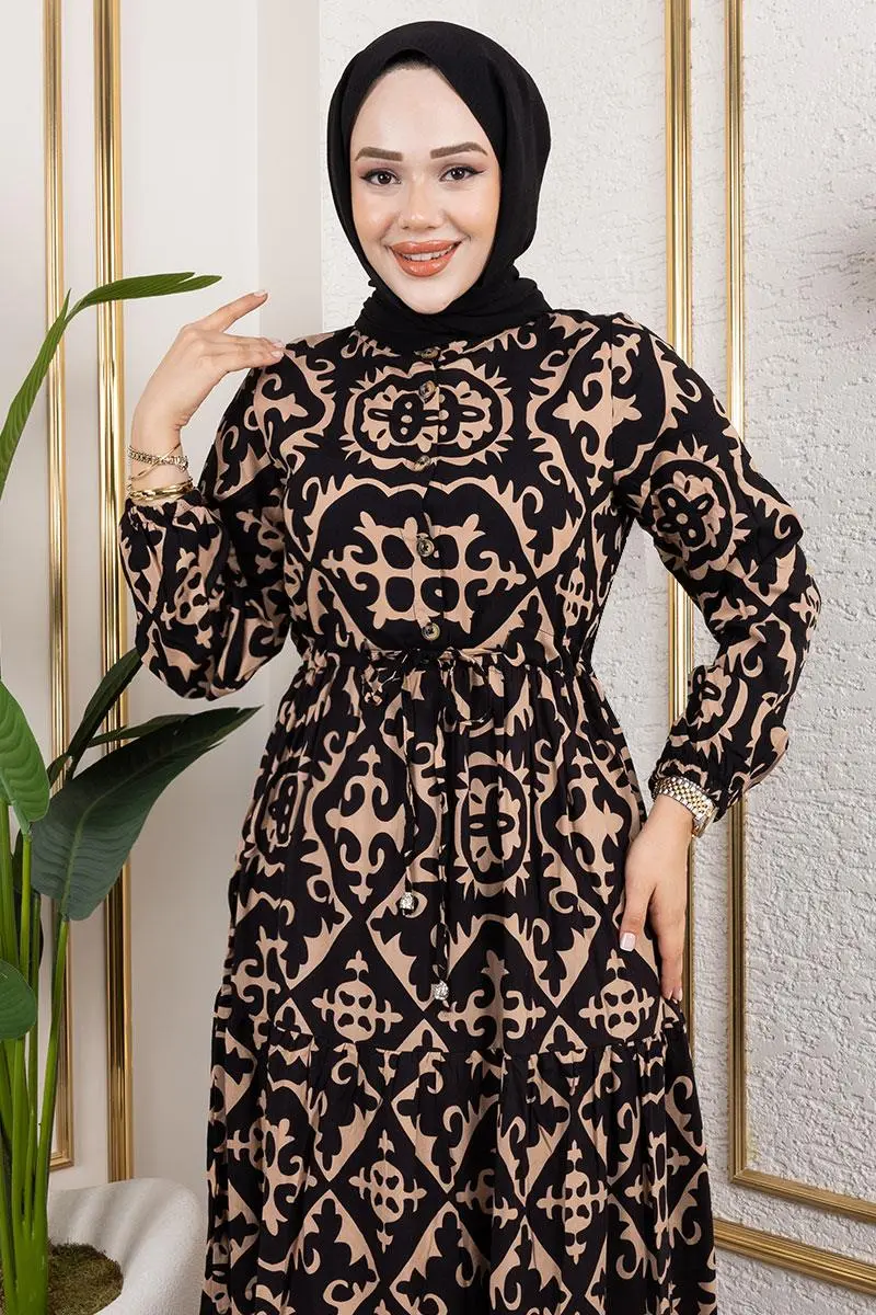 Ethnic Patterned Viscose Dress-detail