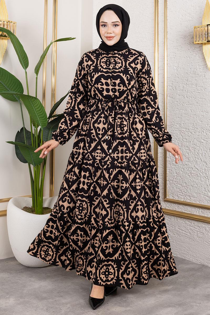 Ethnic Patterned Viscose Dress