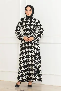 Flared Skirt Patterned Dress