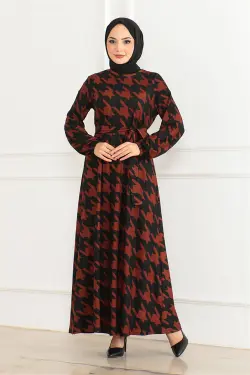 Flared Skirt Patterned Dress