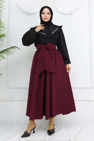 Flared Skirt With Bow Detail