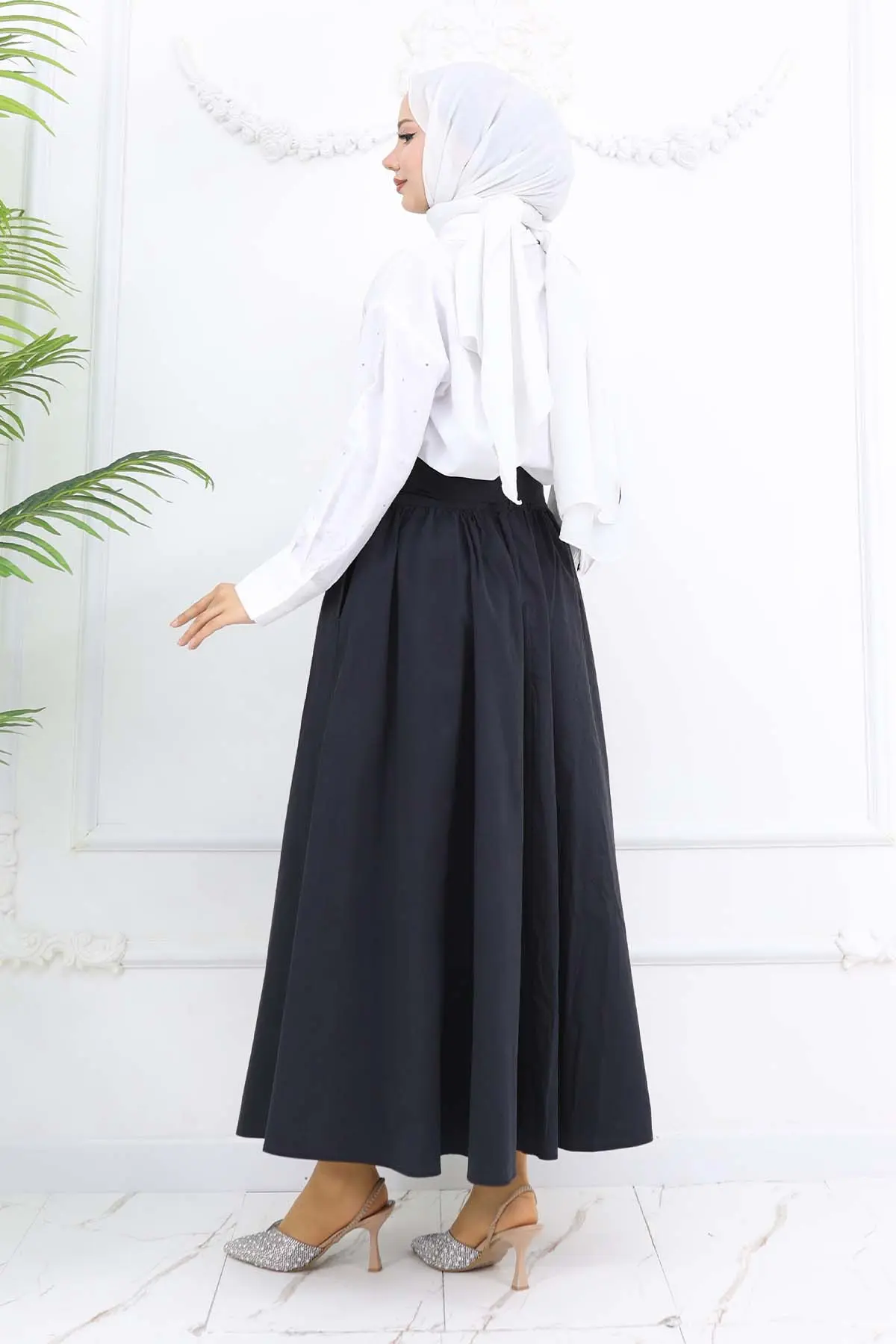 Flared Skirt With Bow Detail-detail