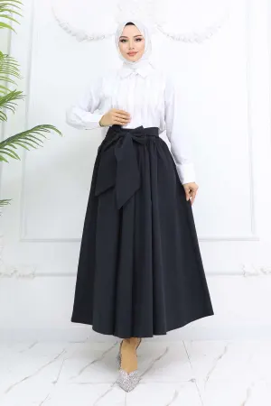 Flared Skirt With Bow Detail