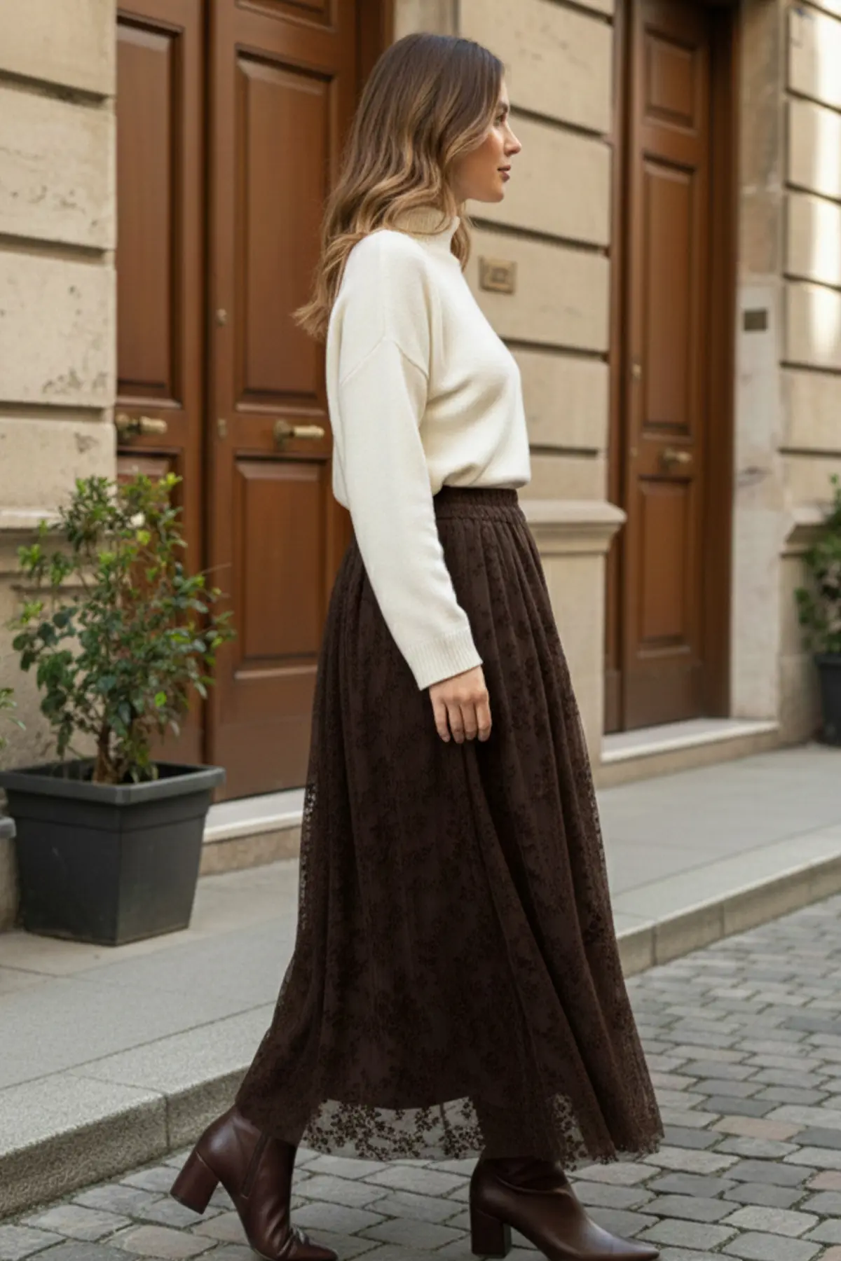 Flock Print Skirt-detail