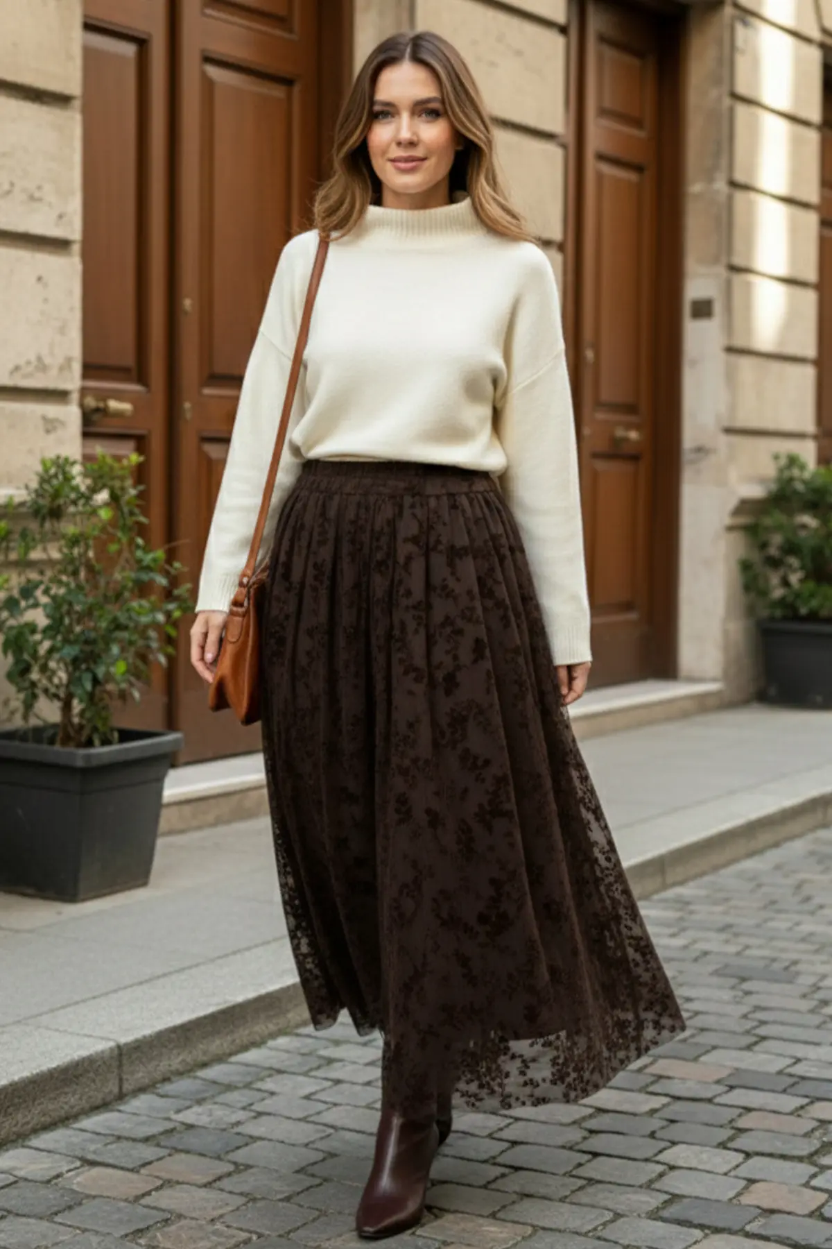 Flock Print Skirt-detail