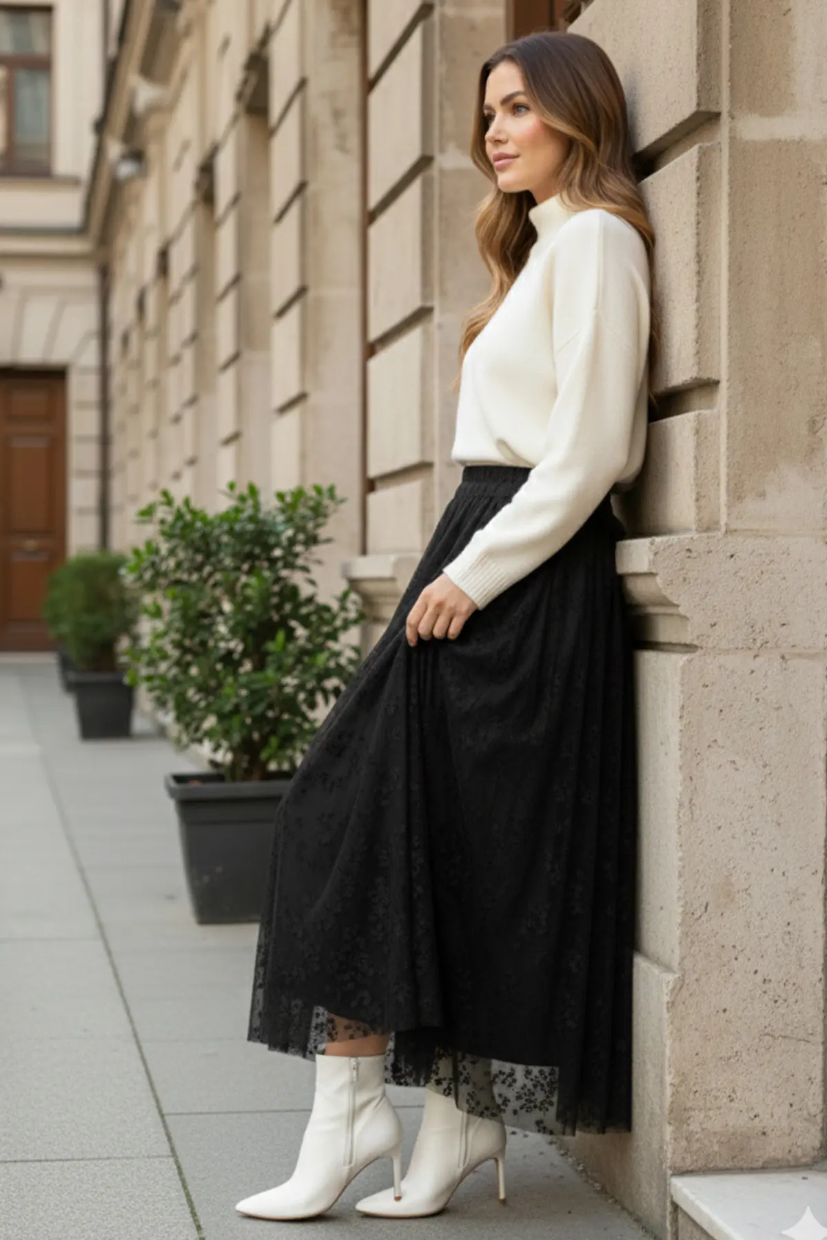 Flock Print Skirt-detail