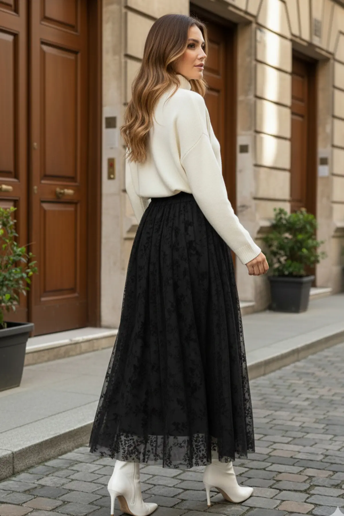 Flock Print Skirt-detail