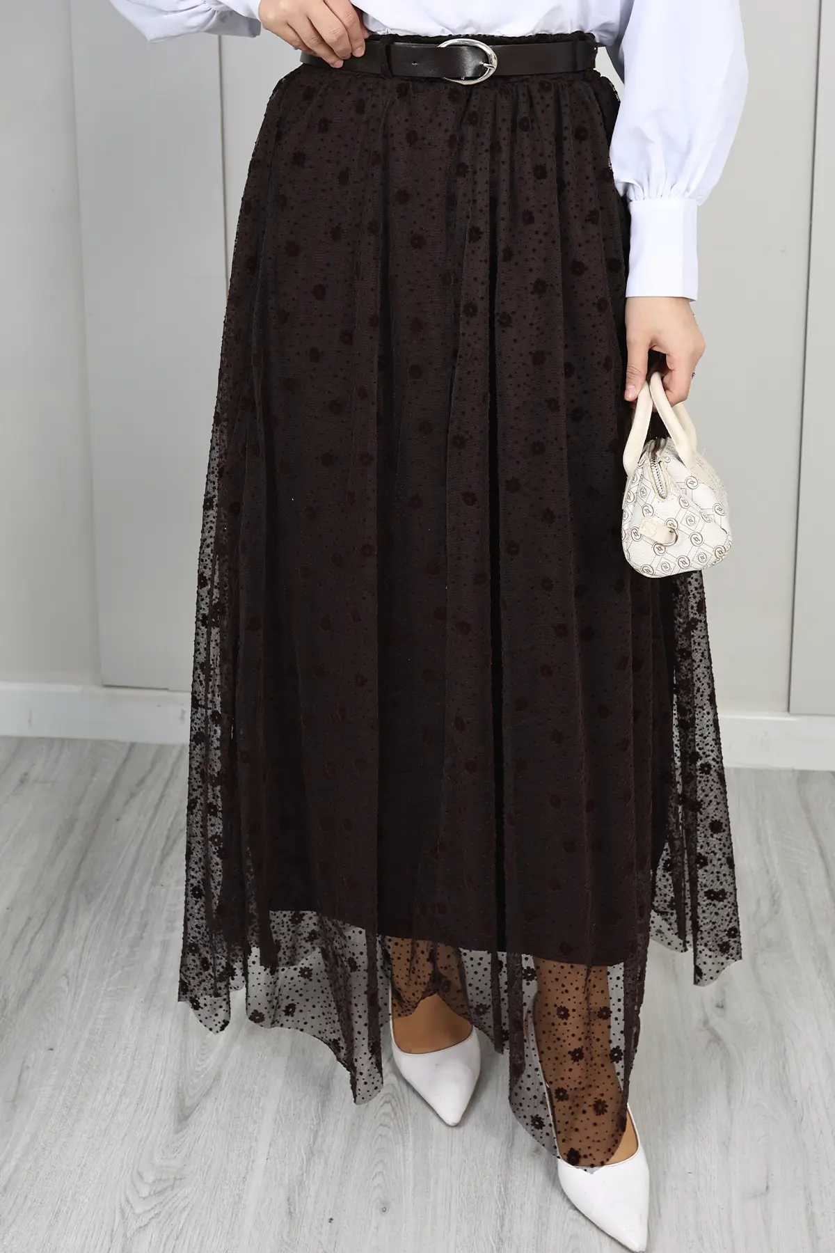 Flocked Tulle Skirt-detail
