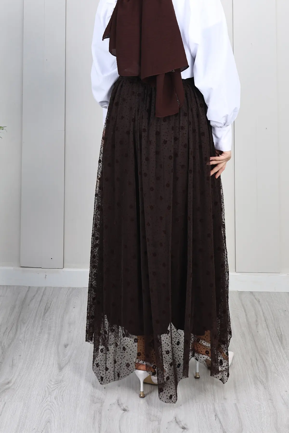 Flocked Tulle Skirt-detail