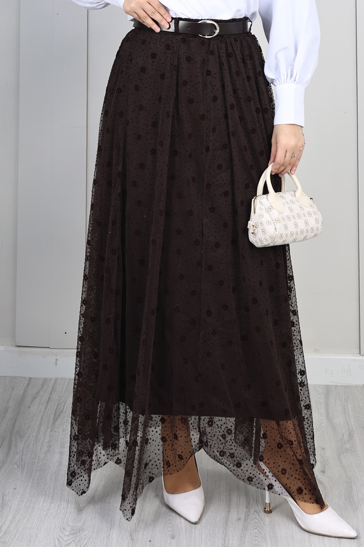 Flocked Tulle Skirt