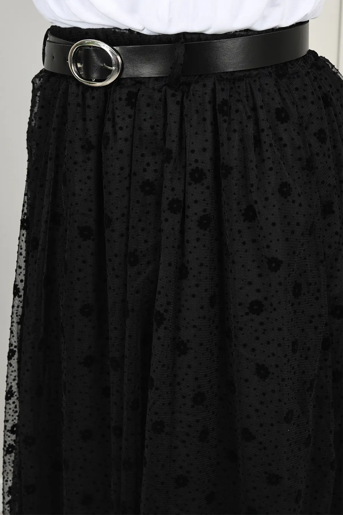 Flocked Tulle Skirt-detail
